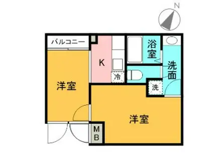 PORTO白金長者丸 ポルト白金長者丸(2K/2階)の間取り写真