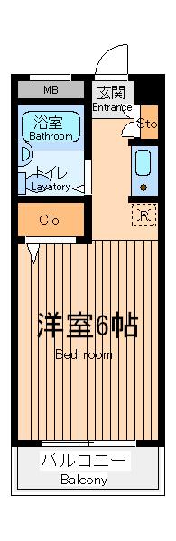 クレスト飛田給(ワンルーム/2階)の間取り写真