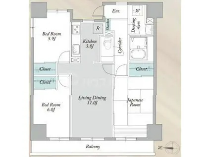 KENEDIX 北赤羽(3LDK/1階)の間取り写真