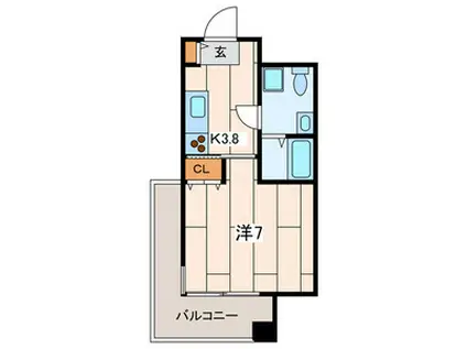 みなとみらい線 元町・中華街駅 徒歩7分 4階建 築34年(1K/4階)の間取り写真