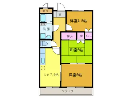 サンクレスト・大洲(3DK/3階)の間取り写真