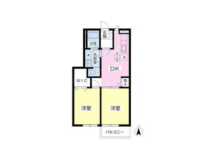 サンシティB(2DK/1階)の間取り写真