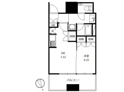 大崎ガーデンレジデンス(1DK/7階)の間取り写真