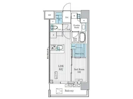 TERRA蚕糸の森(1LDK/7階)の間取り写真