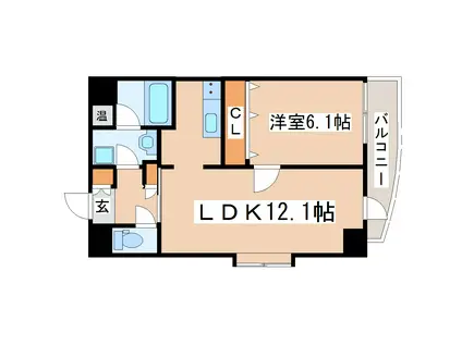 しゃとれ・にぱろく(1LDK/6階)の間取り写真