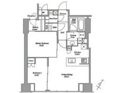 レキシントンスクエア白金高輪(2LDK/22階)の間取り写真