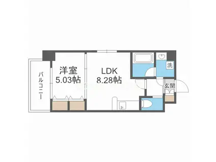 CHOEI65プレジオ中津(1LDK/7階)の間取り写真