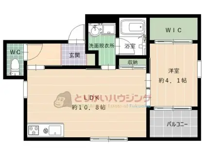 アルカディア リバーサイド(1LDK/3階)の間取り写真