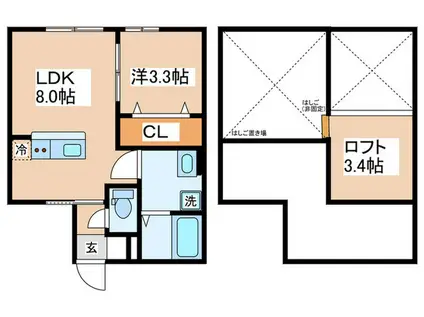 アクアリーヴ東海岸(1LDK/2階)の間取り写真