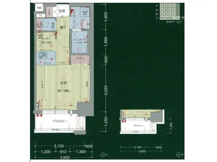 プレサンスSAKAE白川公園(1K/4階)の間取り写真