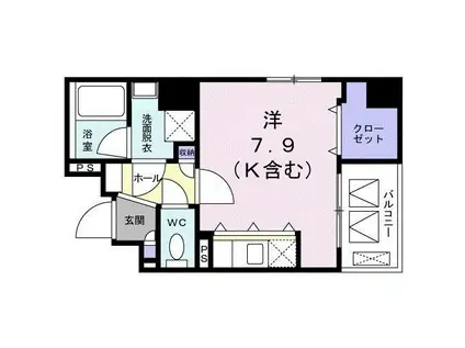グリーンラブラス(1K/7階)の間取り写真