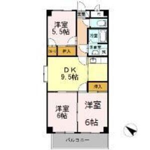 ベルハイム城山(3DK/1階)の間取り写真