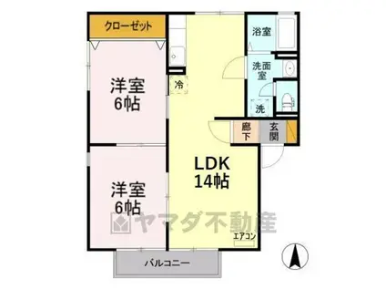 ヴィラ・エスポワールA(2LDK/1階)の間取り写真
