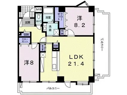 セレステコート美里(2LDK/4階)の間取り写真