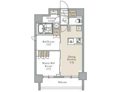 グランカーサ三ノ輪II(2DK/4階)の間取り写真