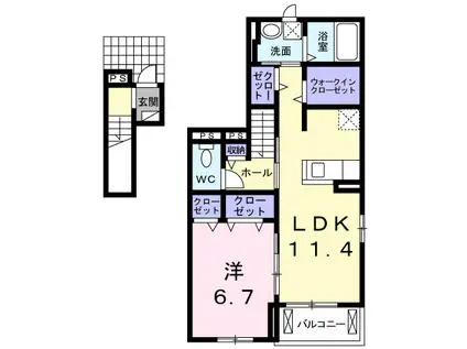 エスペランス・I(1LDK/2階)の間取り写真
