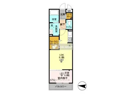 クイーン・ヒルズ(1LDK/2階)の間取り写真