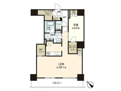 HITOTO広島 THE TOWER(1LDK/47階)の間取り写真