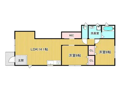西宮市山口町上山口2丁目(2LDK/1階)の間取り写真