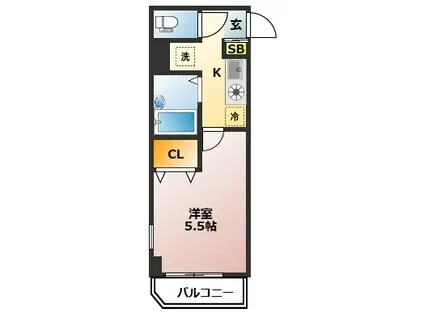 サンゼル田柄I(1K/3階)の間取り写真