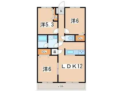 ブレインマンション(3LDK/5階)の間取り写真