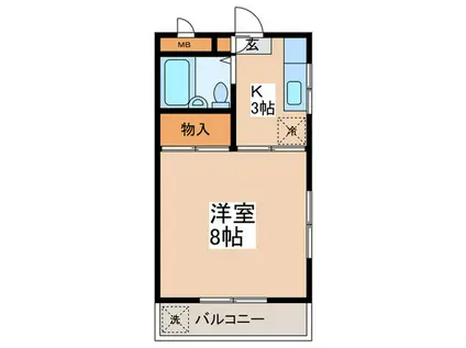 エスポワール上砂(1K/3階)の間取り写真