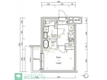 スカイコートソレア新丸子(1K/2階)の間取り写真