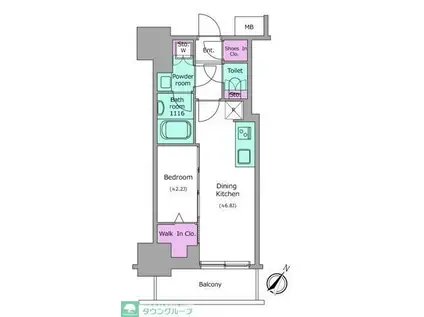 アーバネックス日本橋茅場町(1DK/10階)の間取り写真