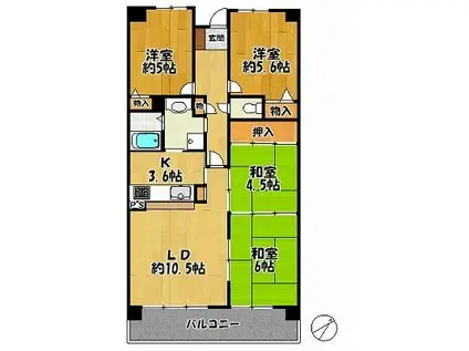 サンディ・パークス I番館(4LDK/3階)の間取り写真