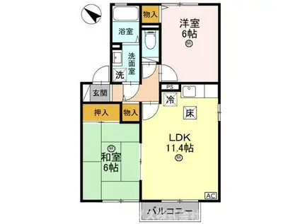 エスポワールMATSUI2(2LDK/1階)の間取り写真