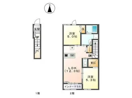 ルインズパークNEXT(2LDK/2階)の間取り写真