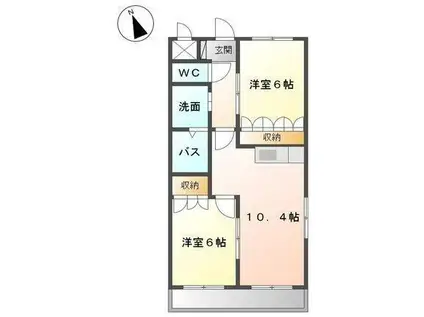 シー ウィンドII(2LDK/2階)の間取り写真