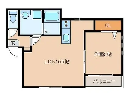 プルデント美野島(1LDK/3階)の間取り写真