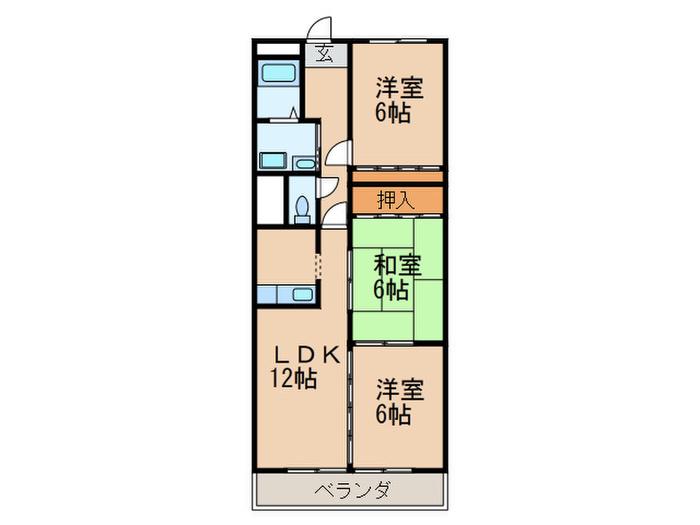 アヴェニュー藤(3LDK/4階)の間取り写真