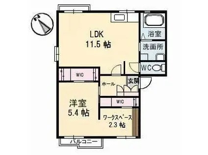 リベラ東(1SLDK/1階)の間取り写真
