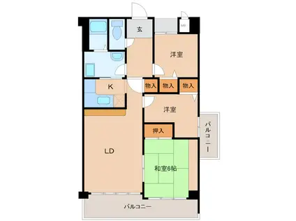 ボンシックコロニー1番館(3LDK/5階)の間取り写真