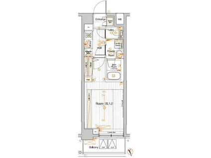 ブライズ西馬込(1K/5階)の間取り写真
