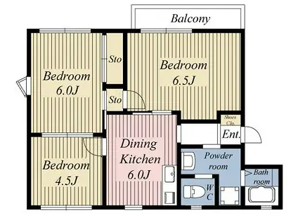  ハイムスクエアI(3DK/2階)の間取り写真