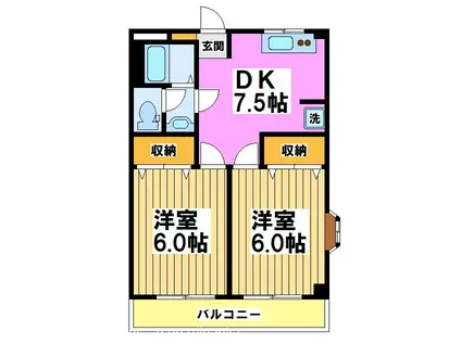 リ・ドマーニ(2DK/2階)の間取り写真