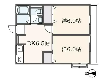 シティハイムパークサイド(2DK/1階)の間取り写真