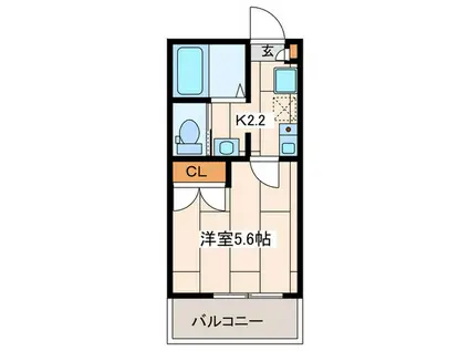 メゾングランディール元住吉(1K/2階)の間取り写真