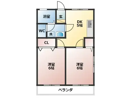 さくらハイツ(2DK/2階)の間取り写真