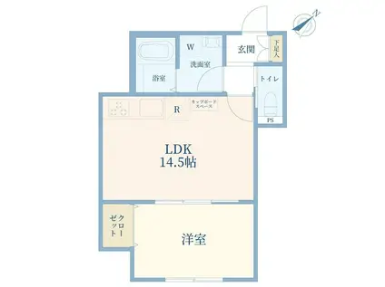 ユービ10(1LDK/2階)の間取り写真