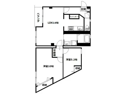 相鉄本線 天王町駅 徒歩7分 4階建 築38年(2LDK/2階)の間取り写真