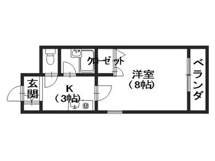ステューディオ長束(1K/3階)の間取り写真