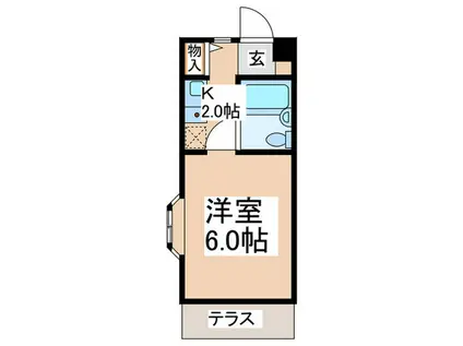 霧が丘ハイツ(1K/1階)の間取り写真