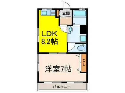 ハイツ77(1LDK/3階)の間取り写真