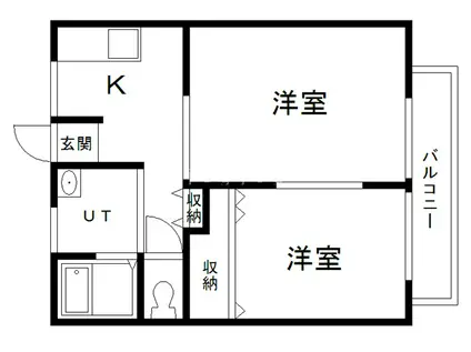 ドリームハウス筒井(2DK/2階)の間取り写真