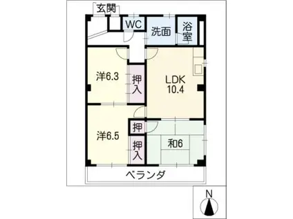 ブラウンハウス(3LDK/4階)の間取り写真
