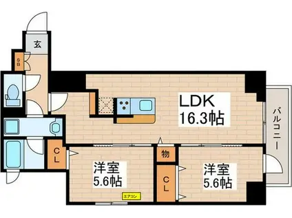 ORES(2LDK/7階)の間取り写真